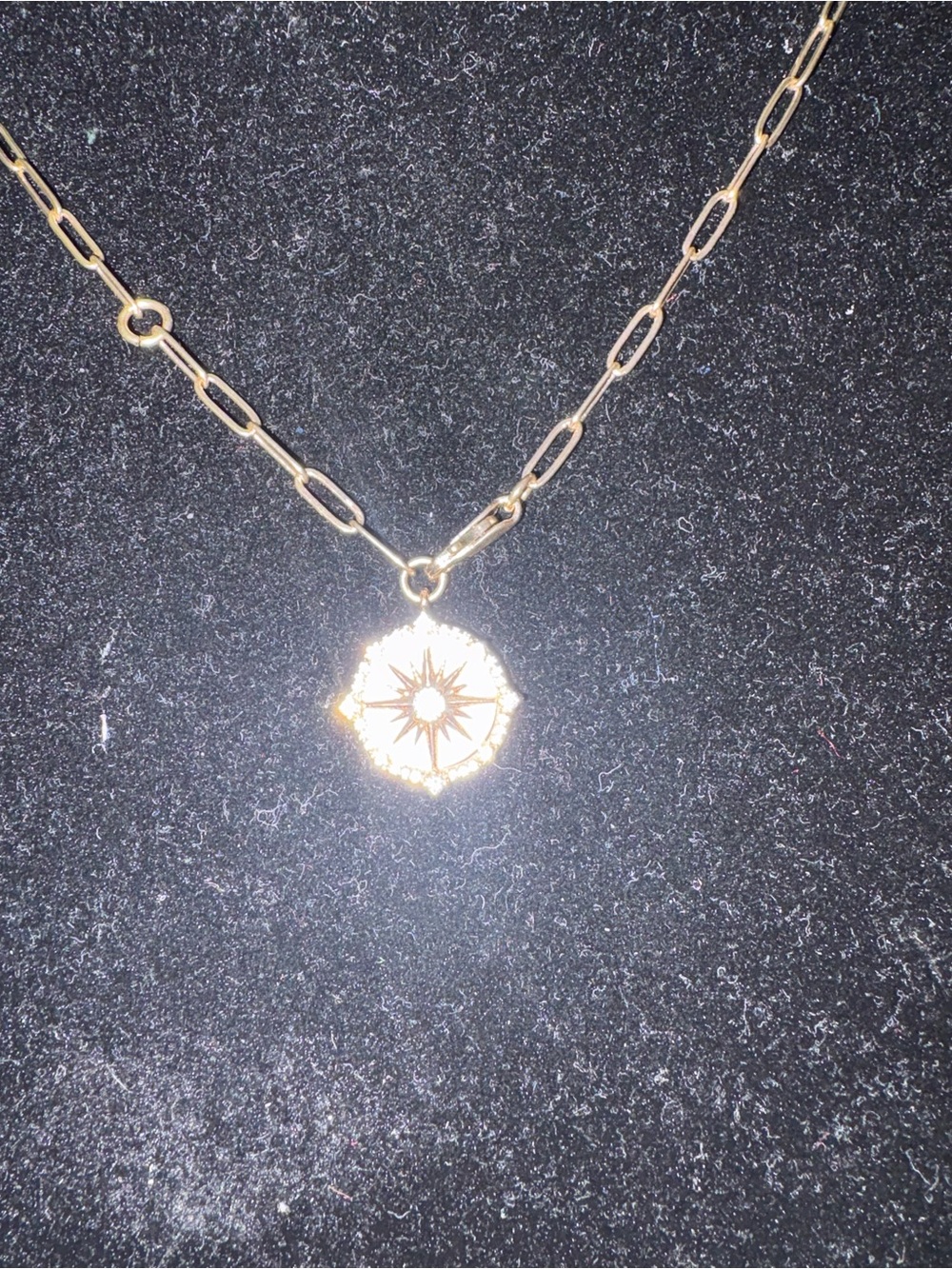 Gold Compass Star Charm Necklace for Women